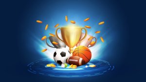 Sport,Betting,,Poster,With,Champion,Cups,,Sport,Balls,And,Falling