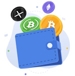 Cryptocurrency,Coins,Floating,Above,The,Crypto,Wallet,Vector,Illustration,Concept.