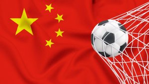 Football,Ball,With,The,National,Flag,Of,China.,Flag,Of